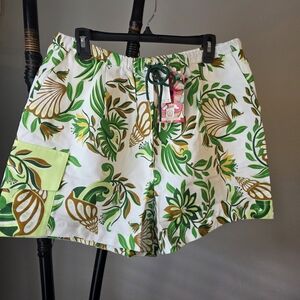 FARM Rio Green and White Women's Bermudas
